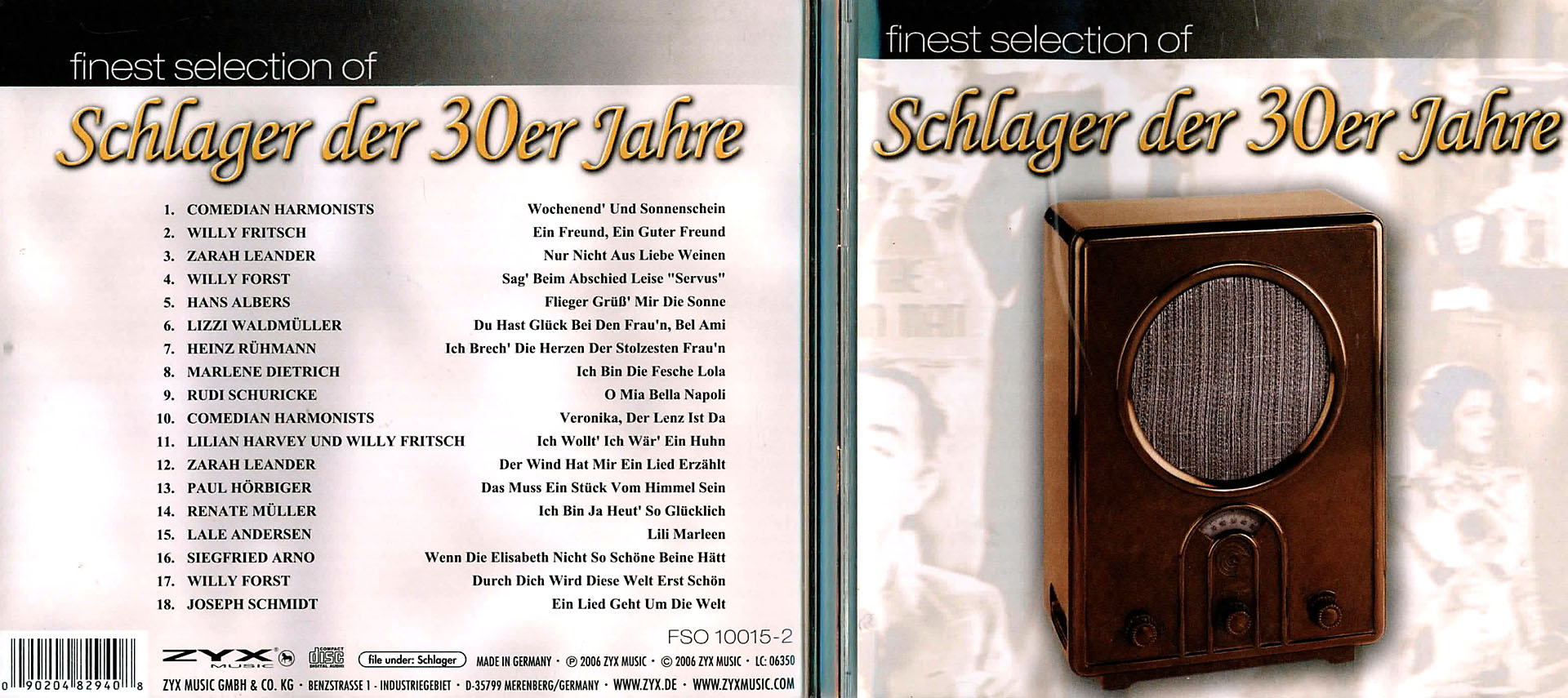 Finest Selection Of Schlager der 30er Jahre - Comedian Harmonists / Willy Fritsch / Zarah Leander / Willy Forst u.v.a.m